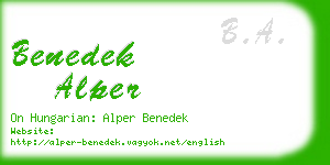 benedek alper business card